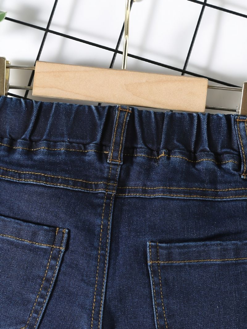 Gutter Casual Vintage Solid Denim Jeans Med Stretchy Midje For Vinteren