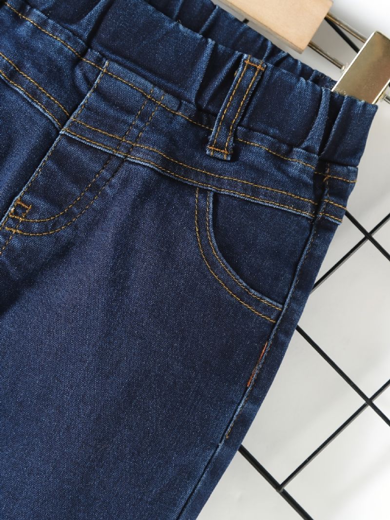 Gutter Casual Vintage Solid Denim Jeans Med Stretchy Midje For Vinteren