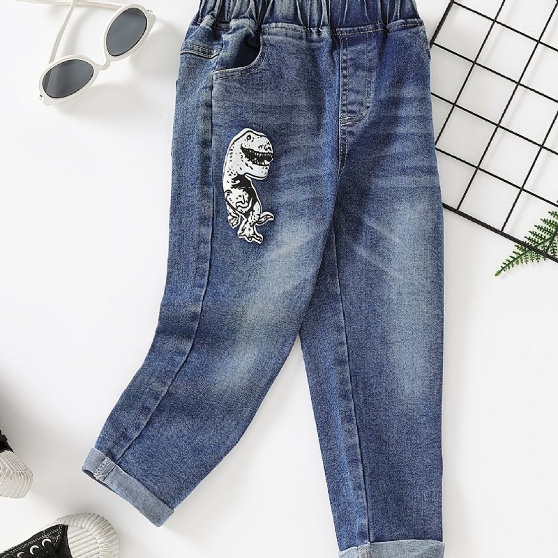 Gutter Mote Denim Dinosaur Print Jeans For Barn