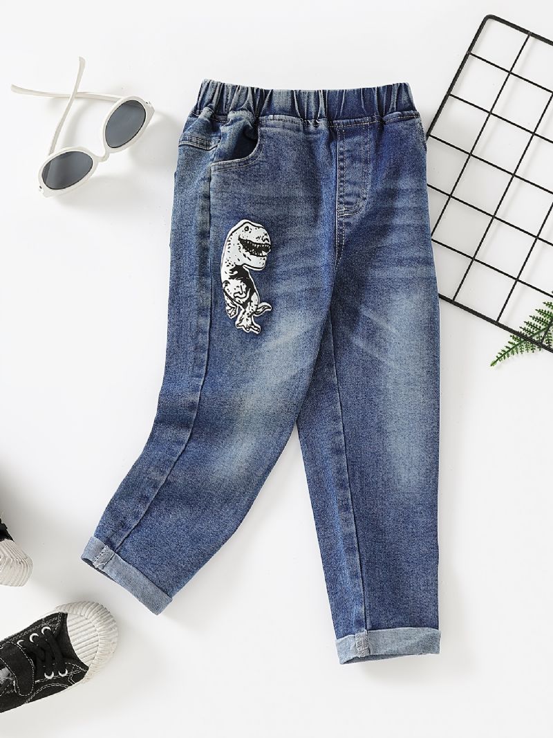 Gutter Mote Denim Dinosaur Print Jeans For Barn