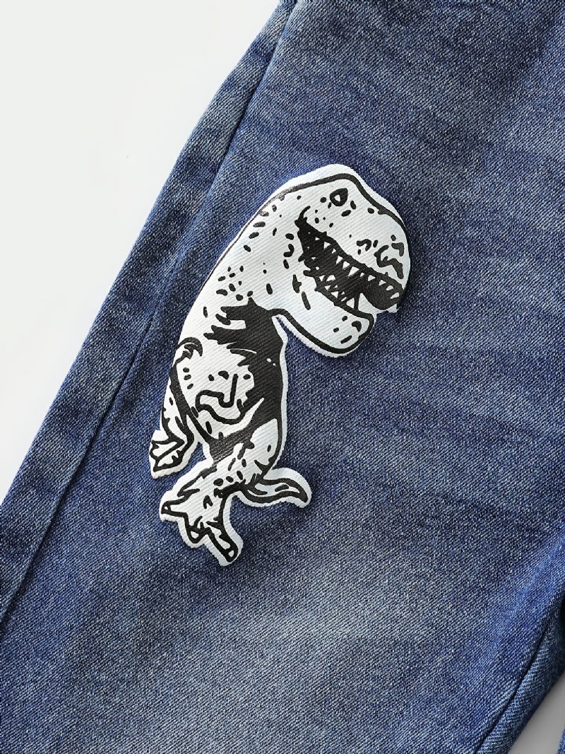 Gutter Mote Denim Dinosaur Print Jeans For Barn