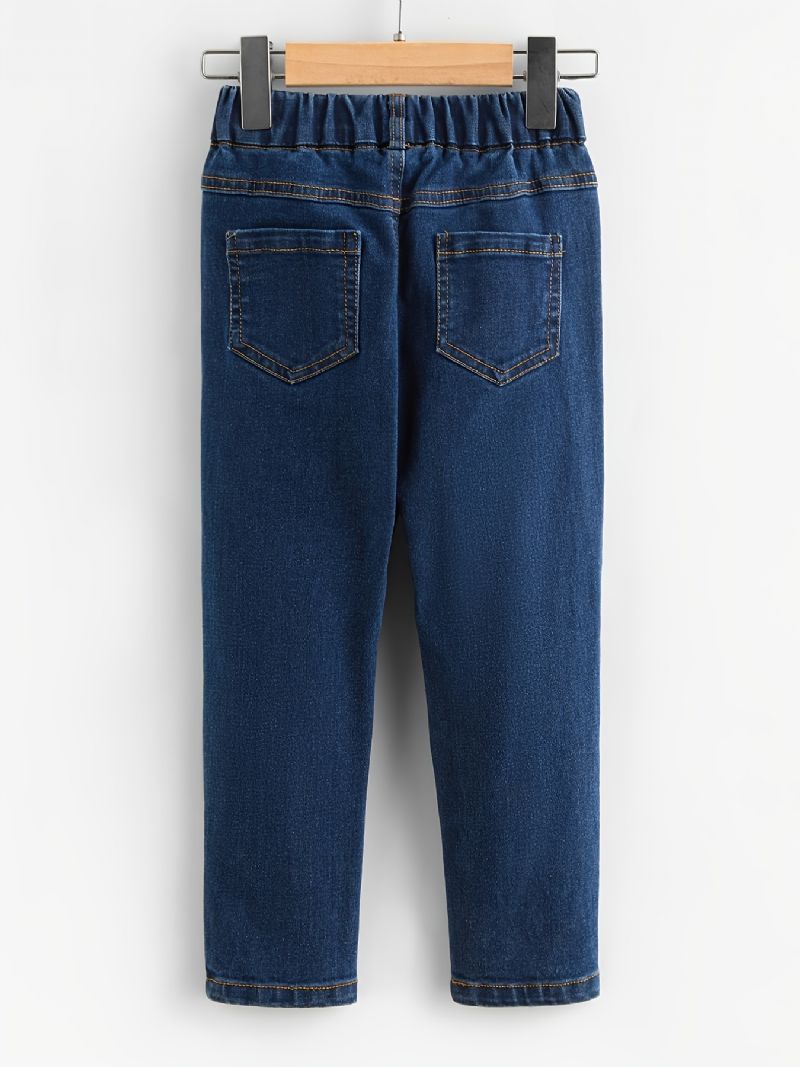 Gutter Skinny Jeans Casual Elastisk Midjebukser Barneklær