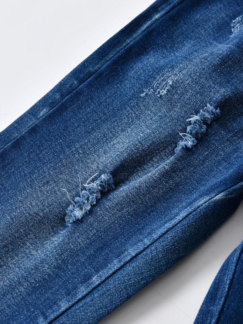 Gutter Stretch Straight Leg Jeans Elastisk Midjebånd Denimbukser Barneklær