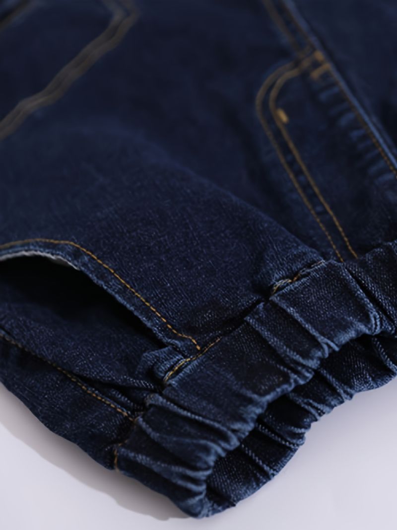 Gutter Stretch Tapered Cargo Denim Jeans Med Elastisk Linning Barneklær