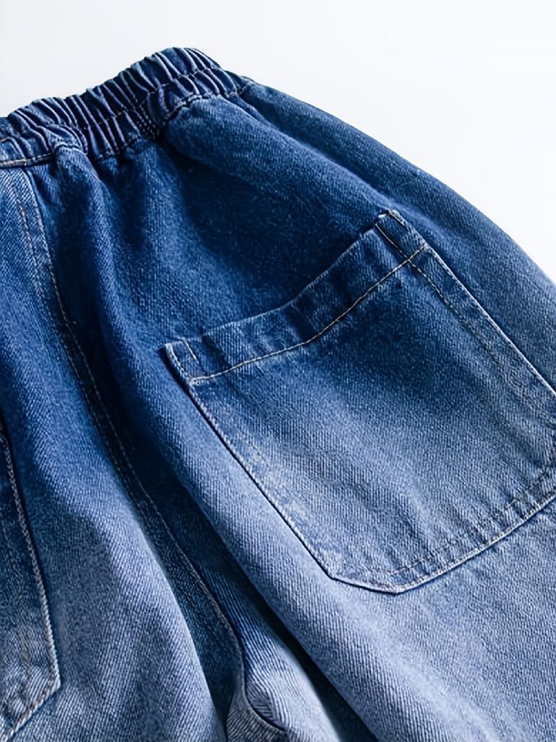 Gutter Tapered Cargo Denim Jeans Med Elastisk Linning Barneklær