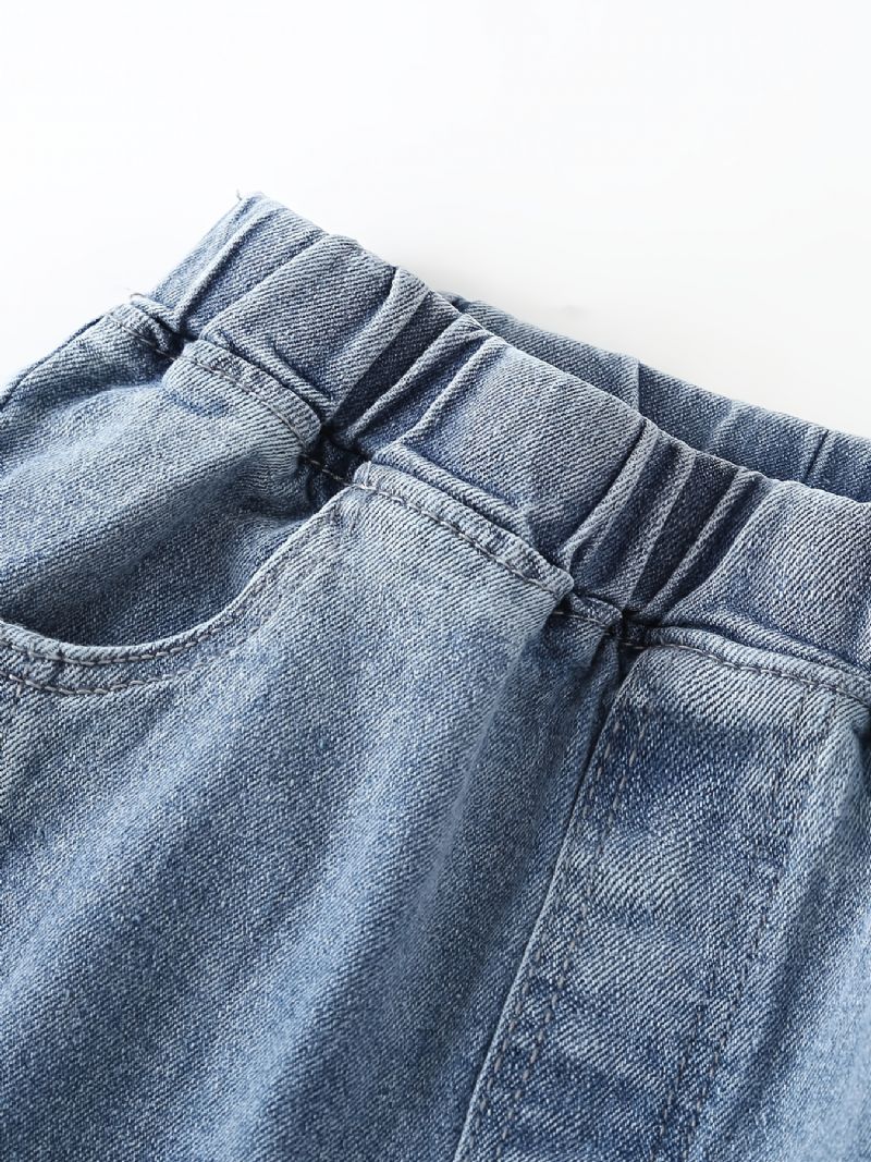 Jeans Med Brede Ben For Jenter Med Elastisk Linning