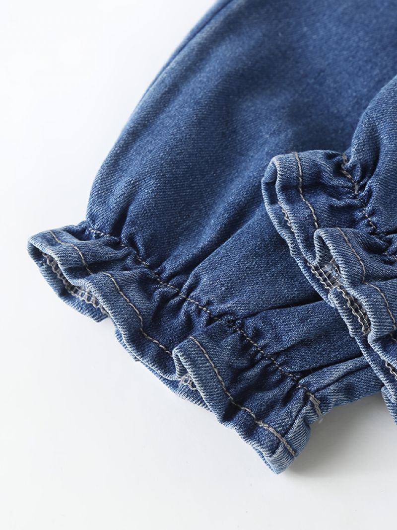 Jenter Blå Casual Heart Broderi Denim Jeans