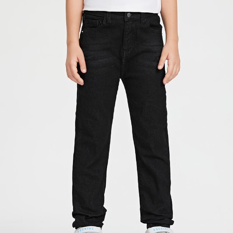 Jenter Casual Basic Solid Svart Denim Jeans Til Vinteren