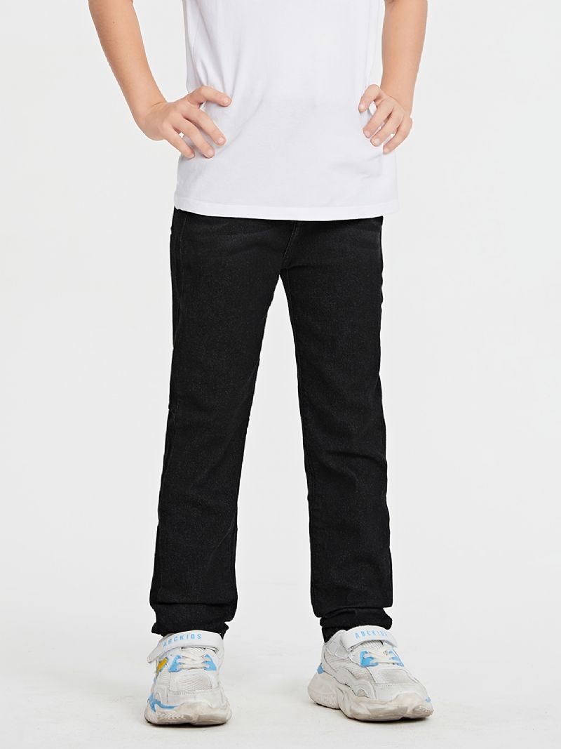 Jenter Casual Basic Solid Svart Denim Jeans Til Vinteren