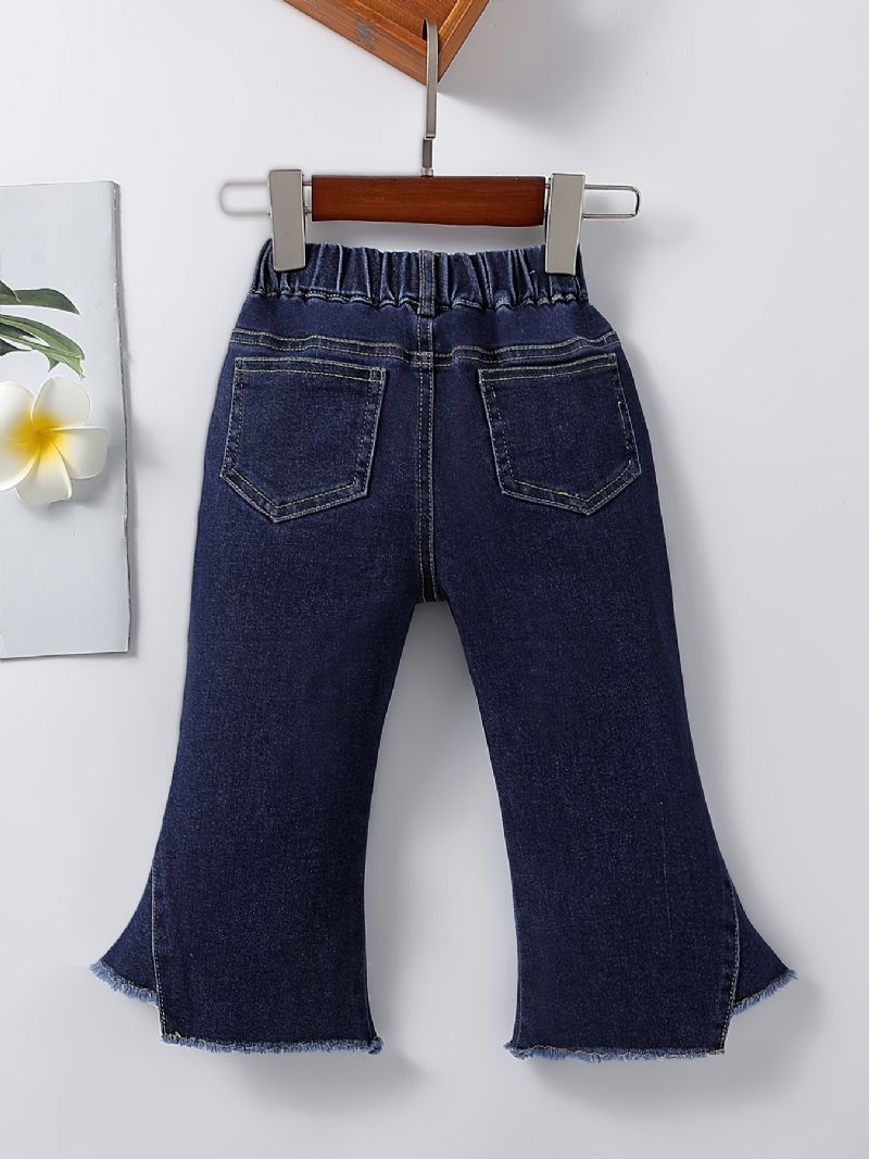 Jenter Casual Enkel Blusset Denim Jeans Med Blomst Elastisk Midje For Vinteren