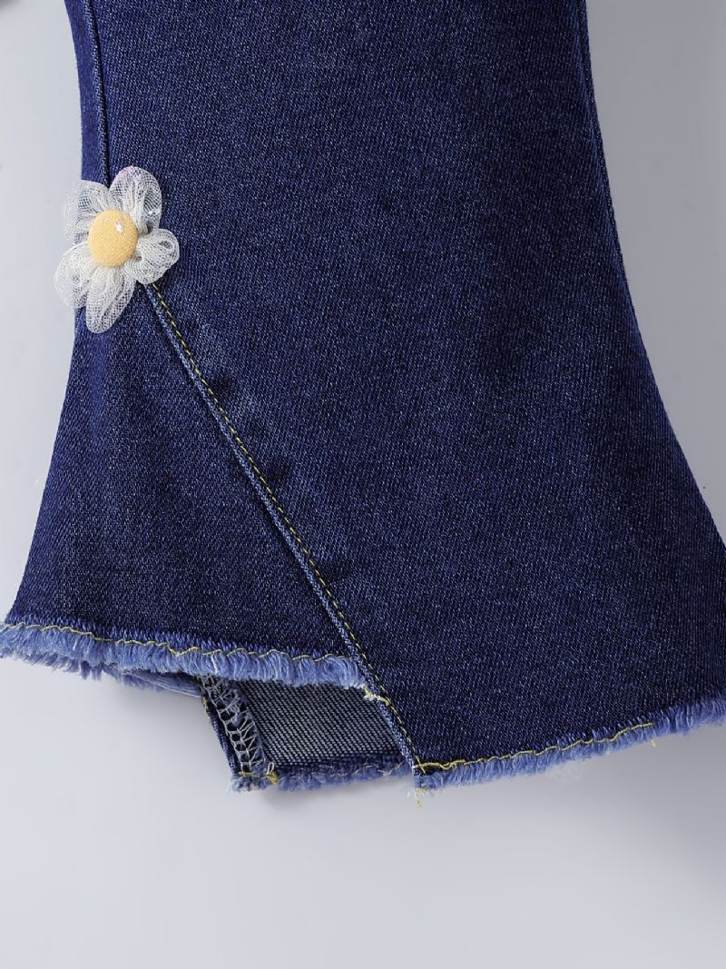 Jenter Casual Enkel Blusset Denim Jeans Med Blomst Elastisk Midje For Vinteren