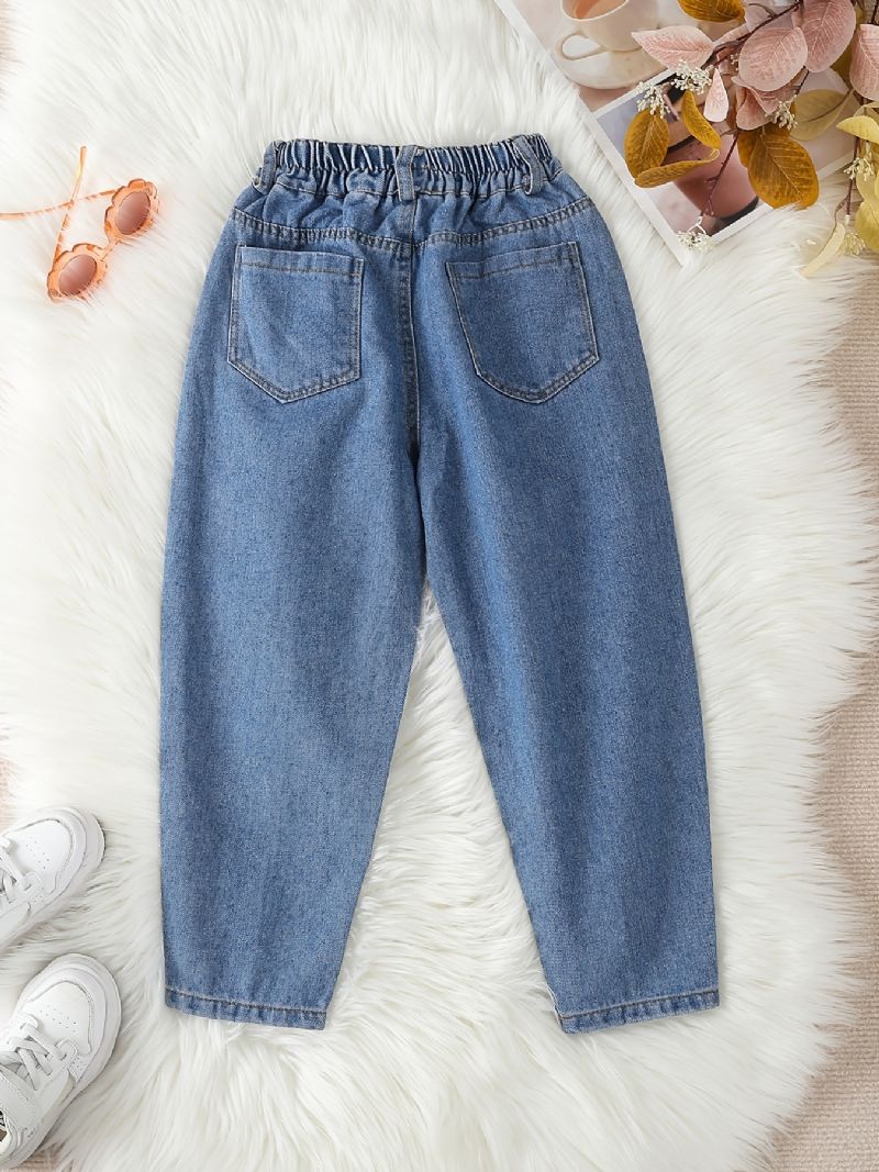 Jenter Casual Enkel Vintage Denim Jeans Med Lommer Til Vinteren