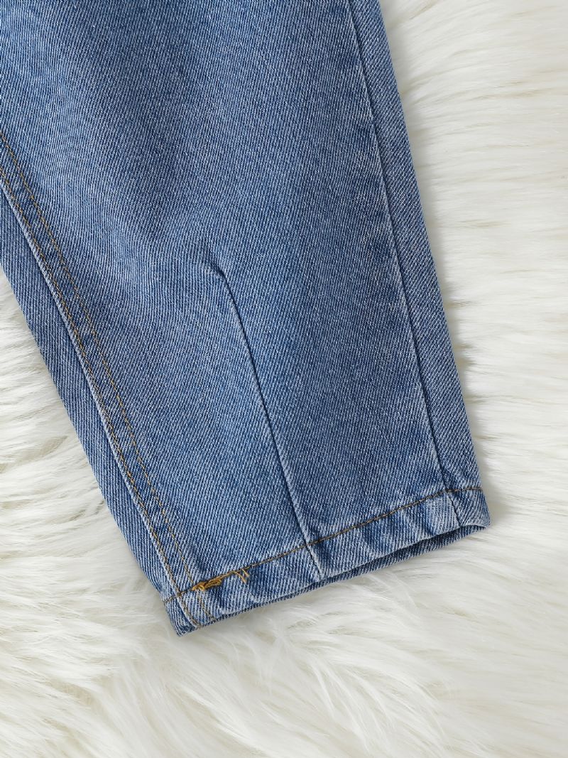 Jenter Casual Enkel Vintage Denim Jeans Med Lommer Til Vinteren