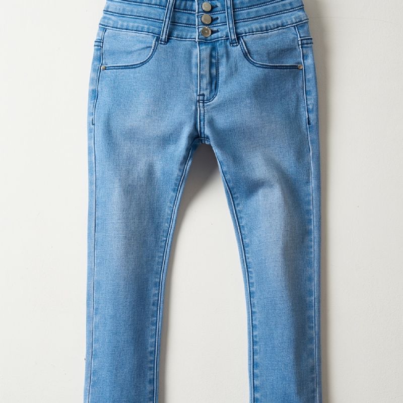 Jenter Casual Enkel Vintage Denim Jeans Slim Fit Skinny Pants