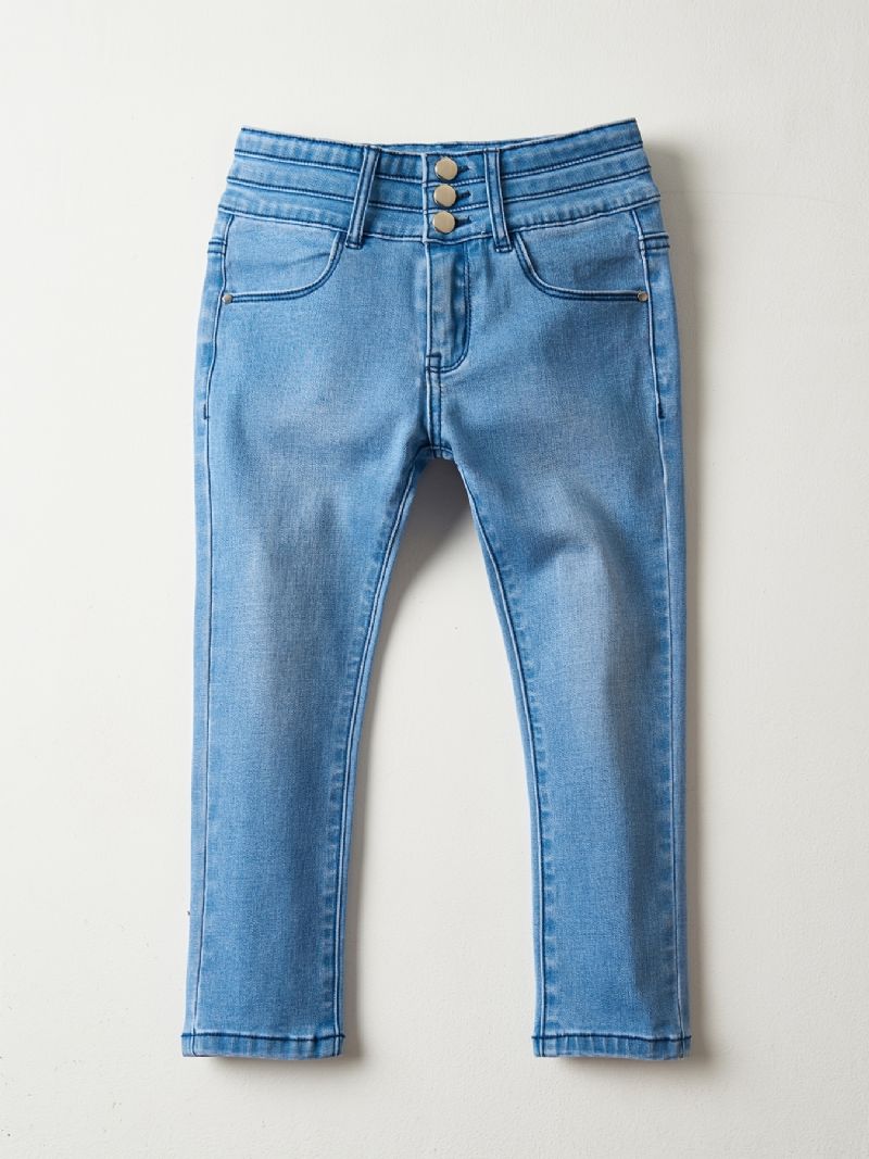 Jenter Casual Enkel Vintage Denim Jeans Slim Fit Skinny Pants