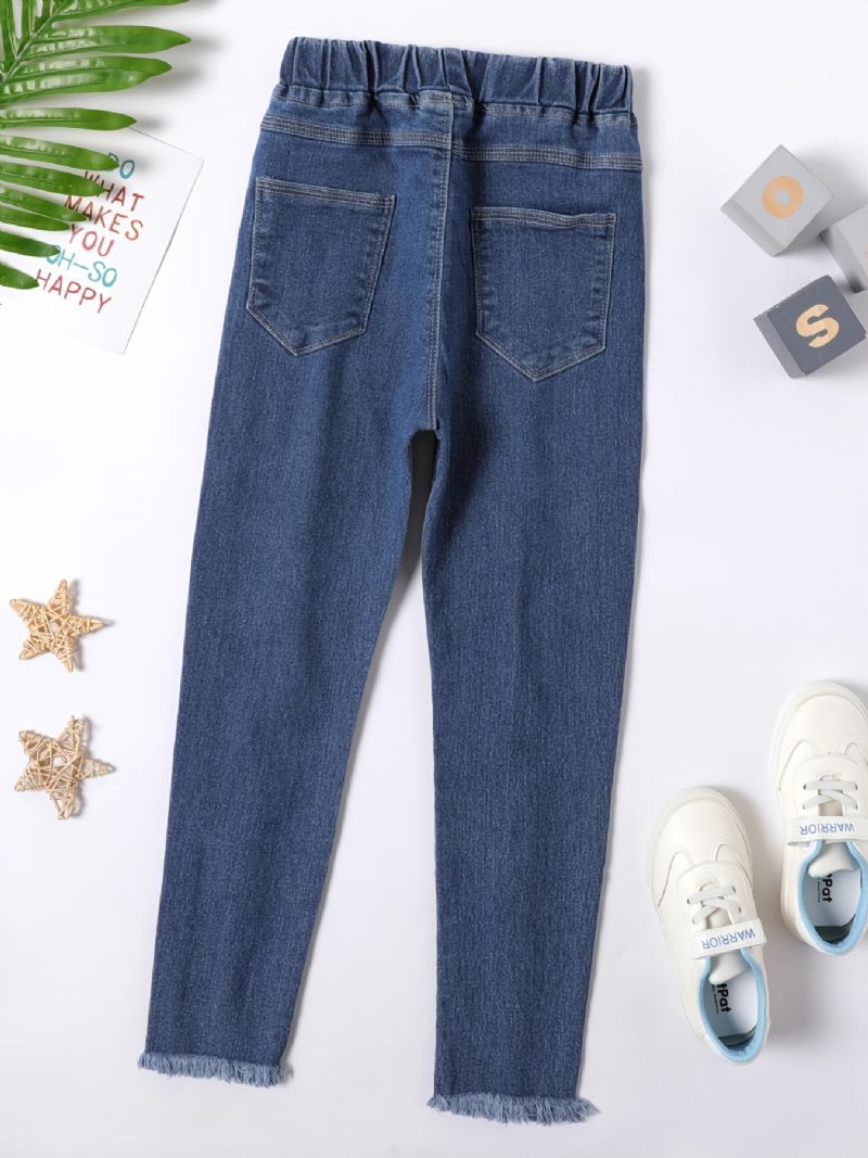 Jenter Casual Fasjonable Blå Denim Jeans