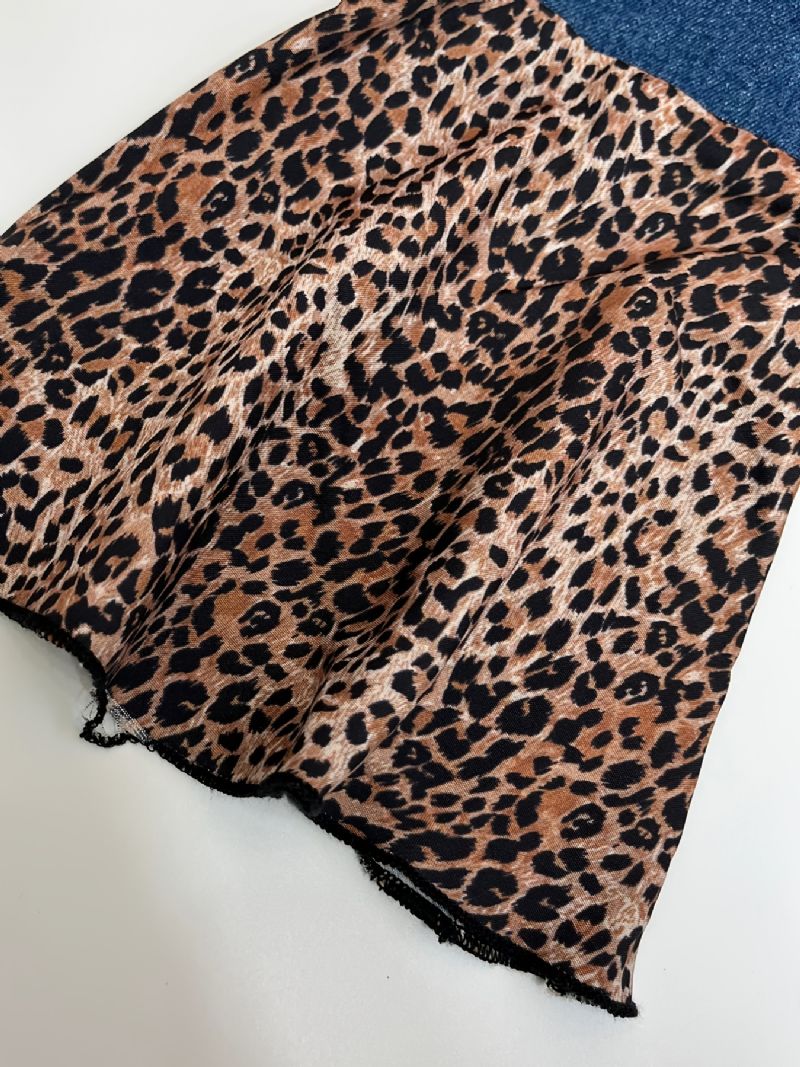 Jenter Denim & Leopard Kontrast Flared Jeans Med Elastisk Midje Barneklær