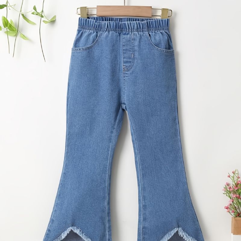 Jenter Flared Jeans Comfort Denim Bukser Med Elastisk Linning