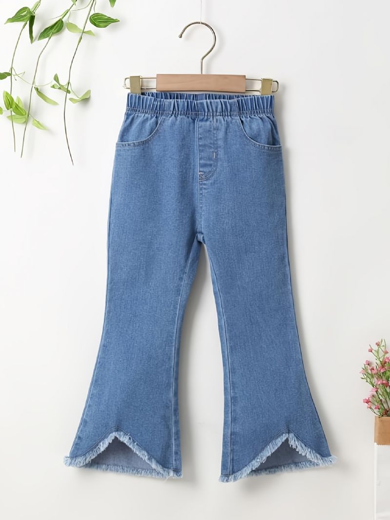 Jenter Flared Jeans Comfort Denim Bukser Med Elastisk Linning