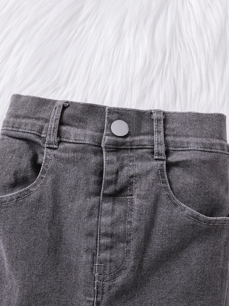 Jenter Grå Denim Jeans