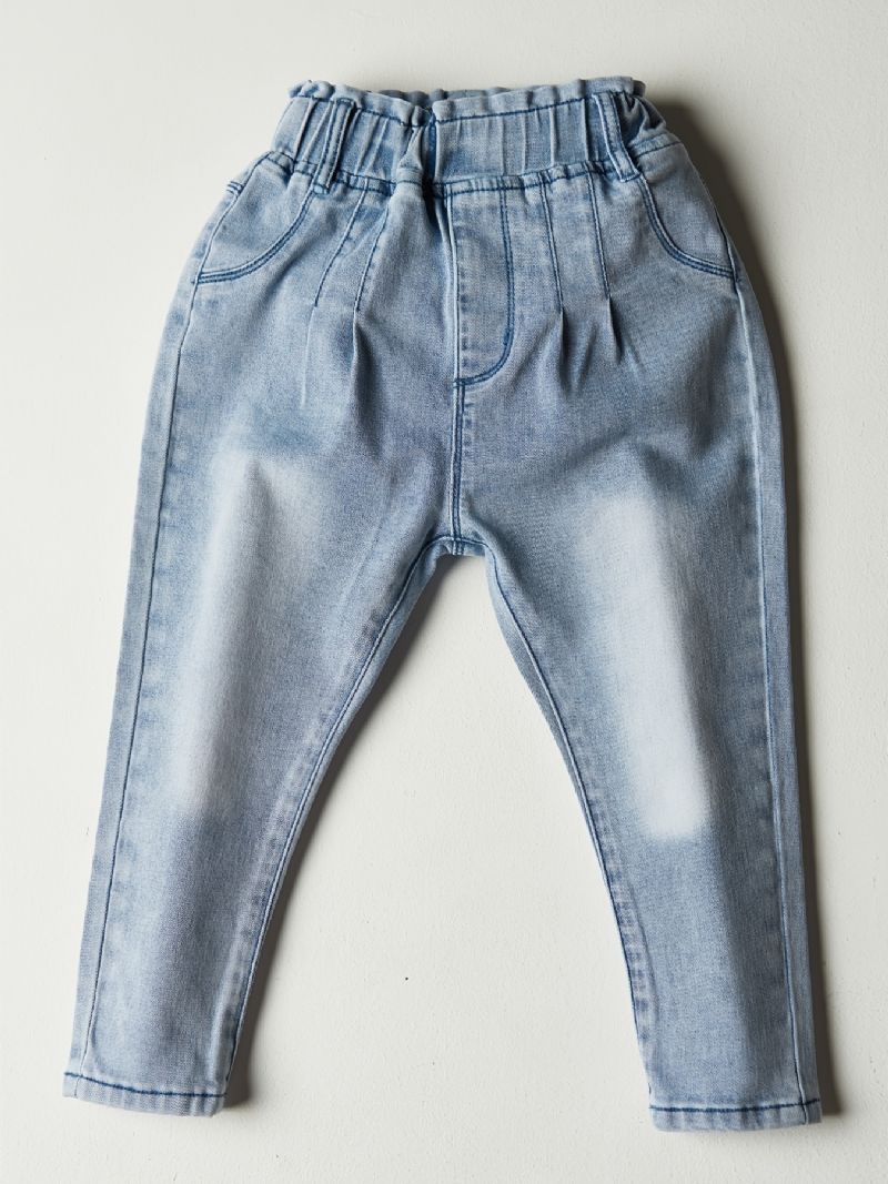 Jenter Light Blue Faded Elastisk Midje Lett Stretch Denim Jean Barneklær