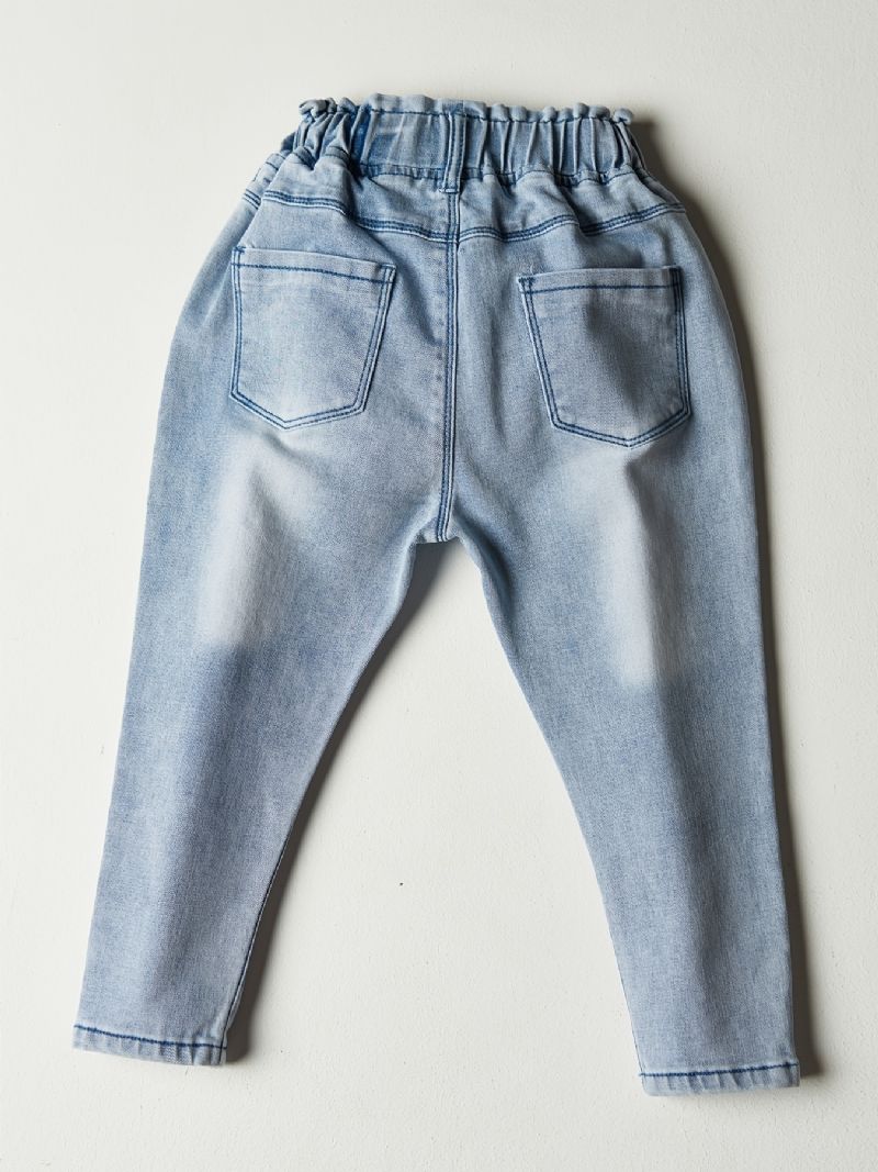 Jenter Light Blue Faded Elastisk Midje Lett Stretch Denim Jean Barneklær