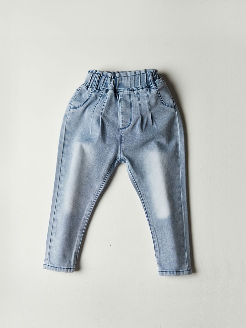 Jenter Light Blue Faded Elastisk Midje Lett Stretch Denim Jean Barneklær