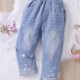 Jenter Mote Broderi Star Jeans