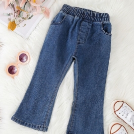 Jenter Mote Flared Bukser Solid Denim Modest Jeans