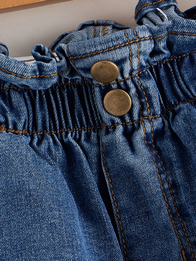 Jenter Slim Jeans Denimbukser Med Elastisk Linning Barneklær