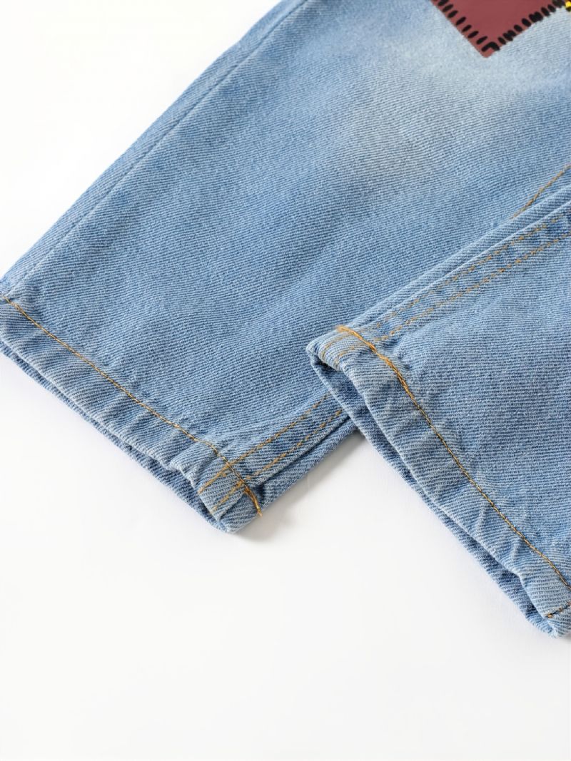 Jenter Uformell Fasjonable Jeans Med Lappet Design
