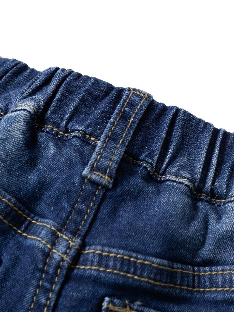 Jenter Uregelmessig Straight Leg Jeans Elastisk Midje Denim Bukser Baby Barneklær