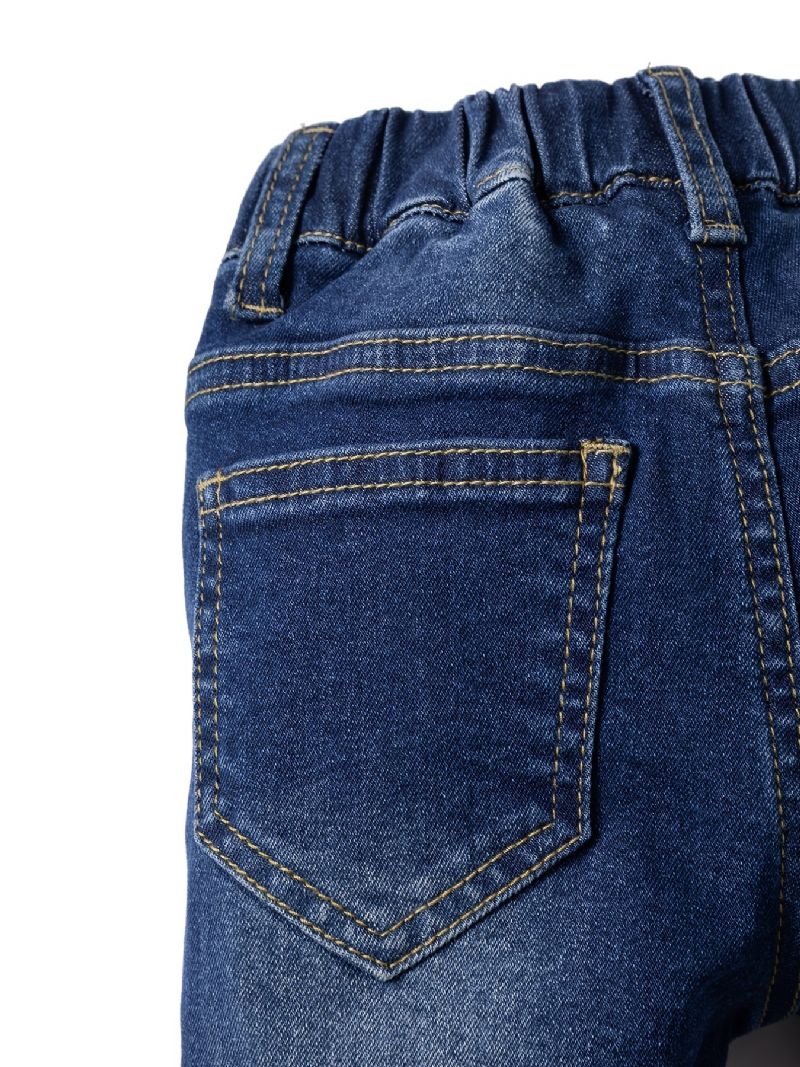 Jenter Uregelmessig Straight Leg Jeans Elastisk Midje Denim Bukser Baby Barneklær