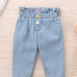 Småbarn Jenter Casual Solid Denim Jeans