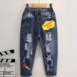 Småbarn Jenter Ripped Print Jeans