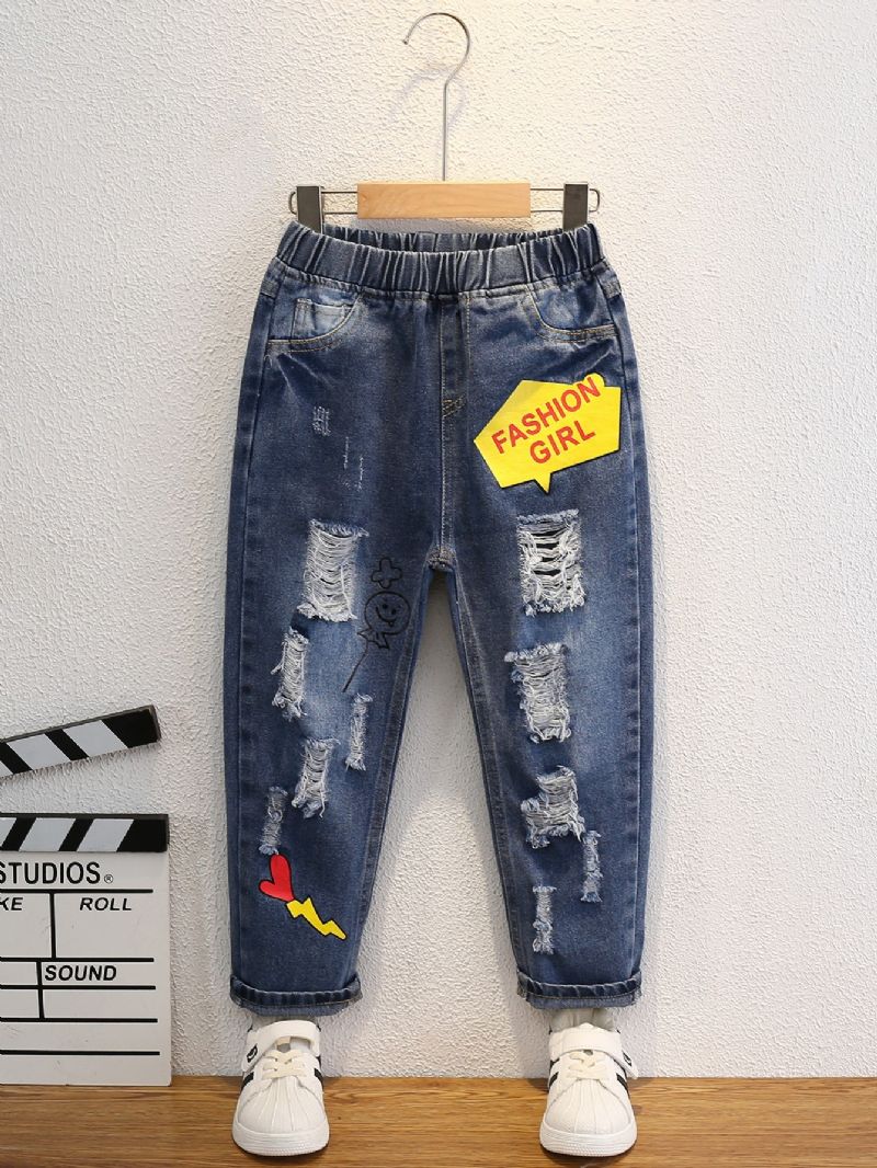 Småbarn Jenter Ripped Print Jeans