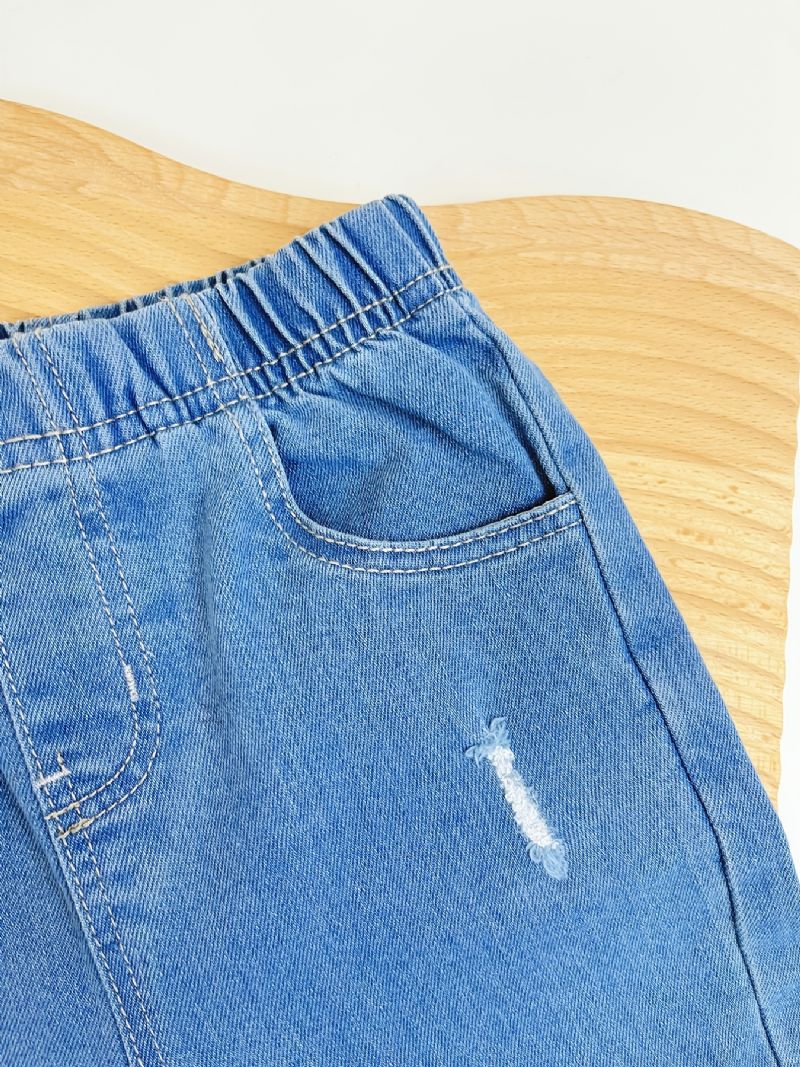 Småbarn Jenter Uformelle Jeans 2 Lag Volanger Denim Flare Bukser Barneklær