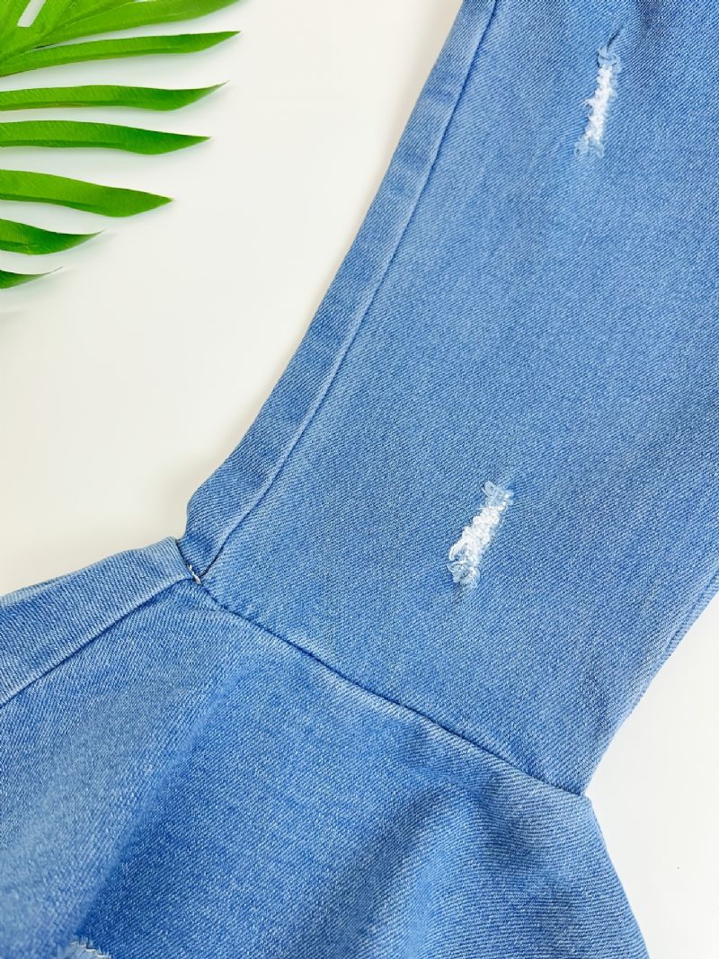 Småbarn Jenter Uformelle Jeans 2 Lag Volanger Denim Flare Bukser Barneklær