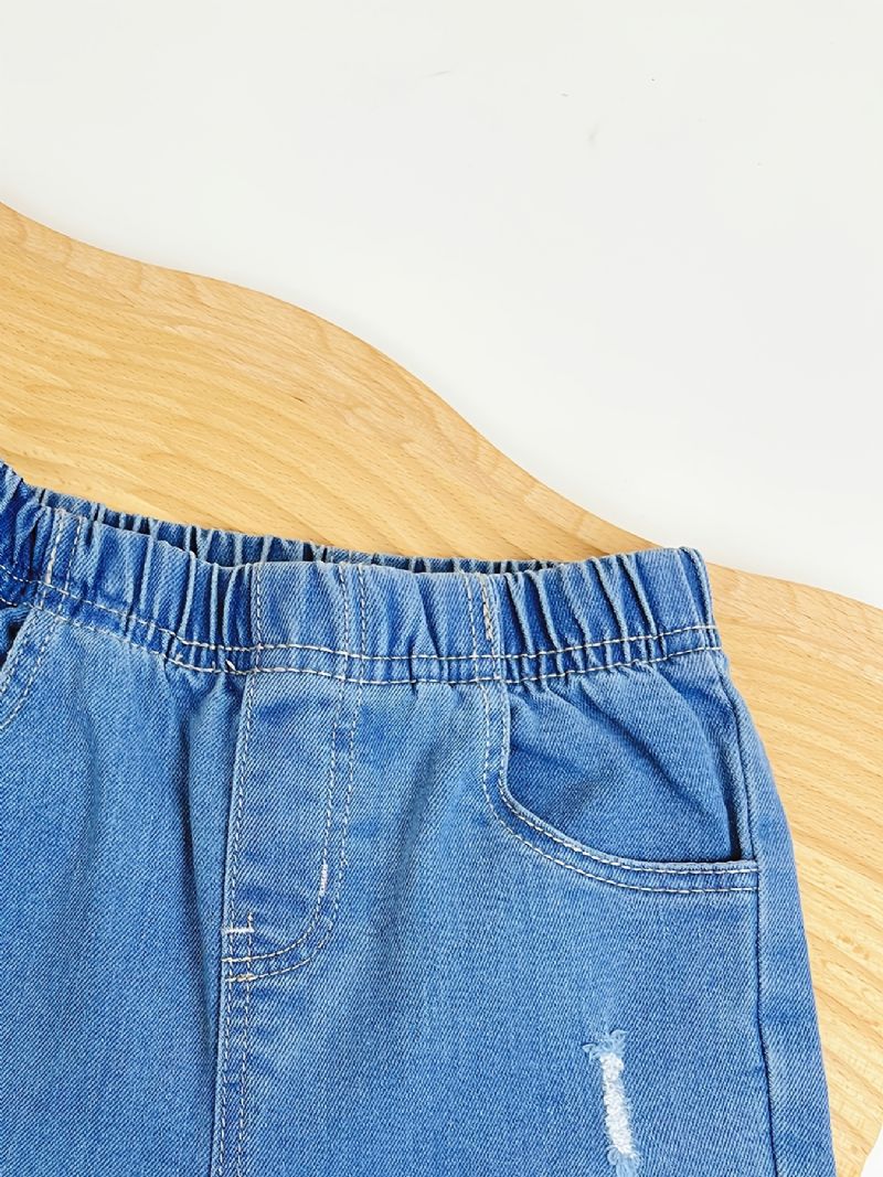 Småbarn Jenter Uformelle Jeans 2 Lag Volanger Denim Flare Bukser Barneklær