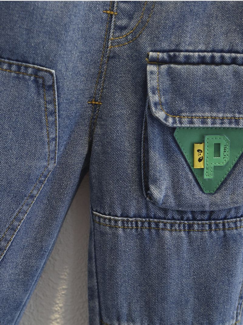 Toddler Gutter Triangle Green Logo Cargo Jeans