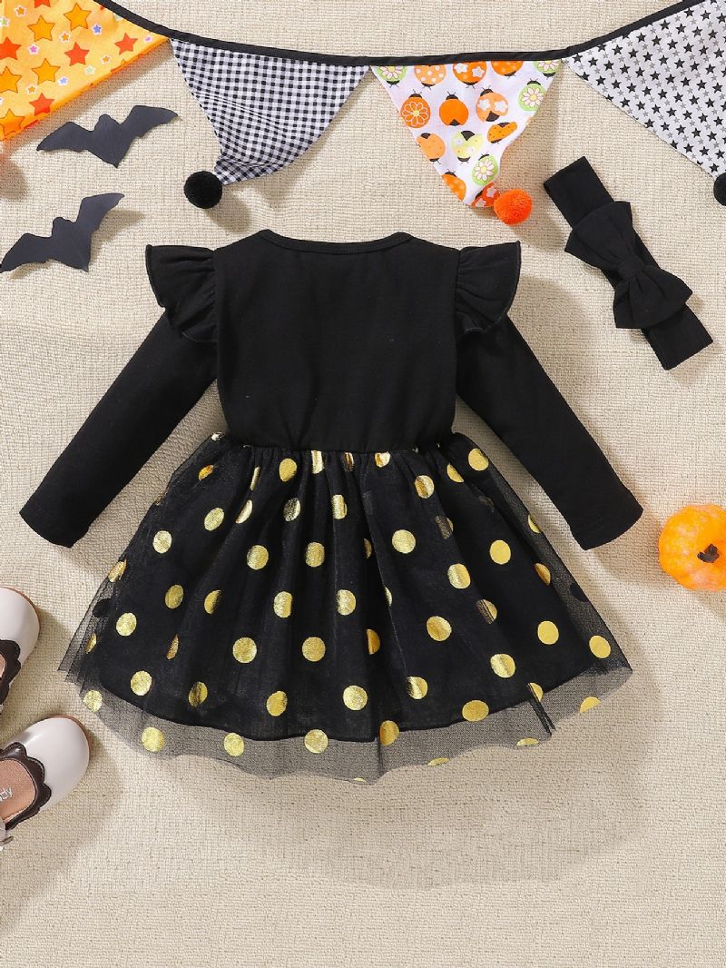 2 Stk Halloween Baby Jenter Print Dress & Pannebåndsett