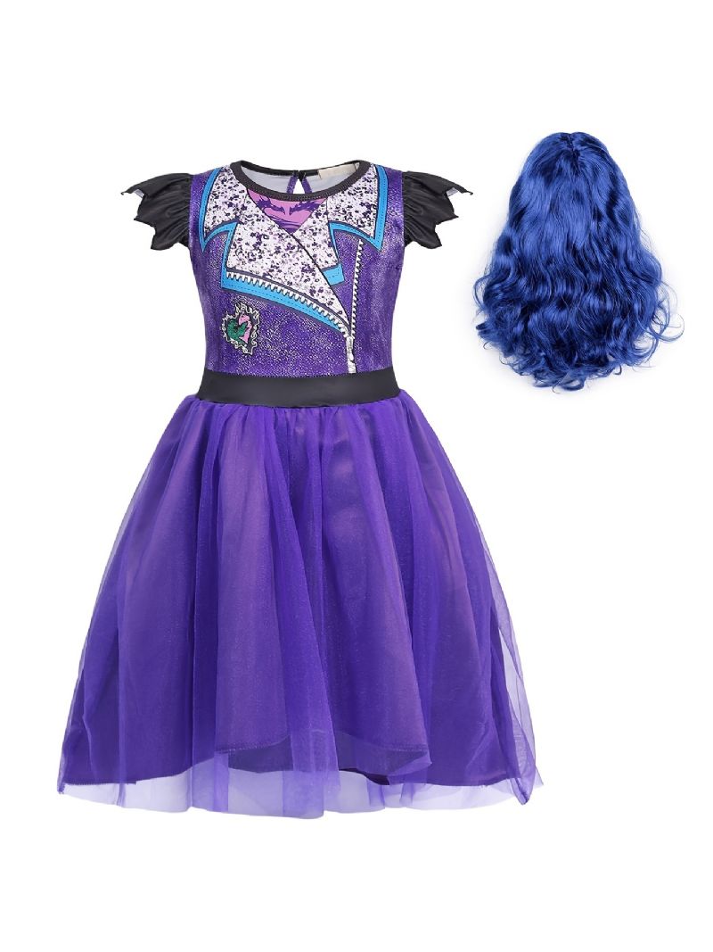 2 Stk Jenter Prinsessekjole Kostyme Dress Up Bursdagsfest Halloween Jul Cosplay Antrekk Og Parykksett