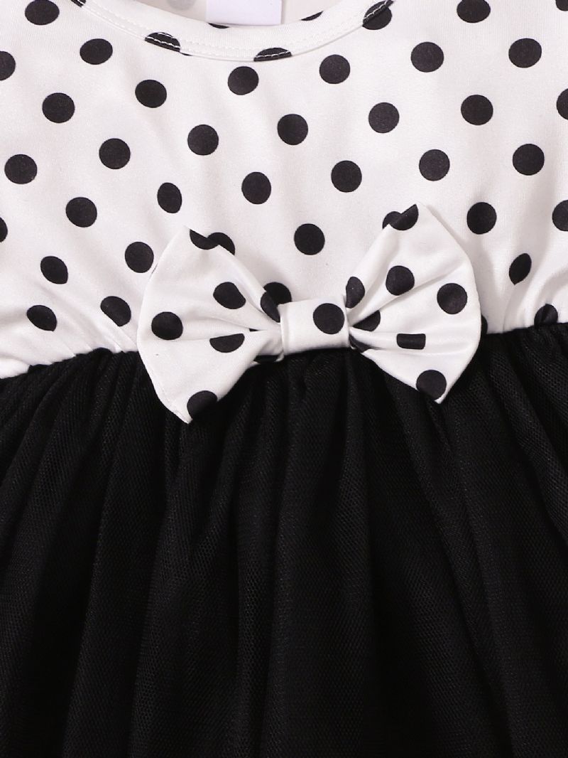 2 Stk Polka Dot Langermet Mesh Kjole Og Pannebåndsett