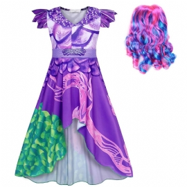 2stk Jenter Prinsesse Kjole Kostyme Dress Up Bursdagsfest Juleantrekk & Parykksett
