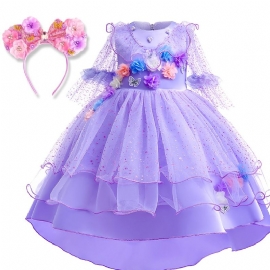 2stk Jenter Purple Flower Party Dress & Pannebånd