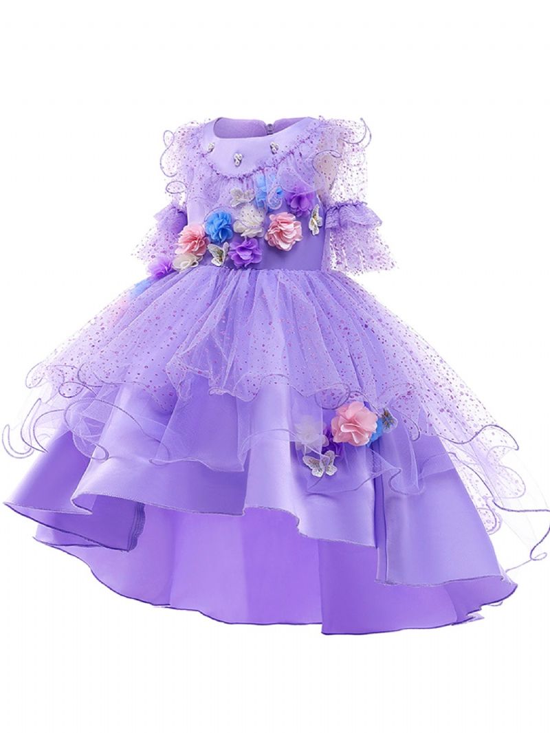 2stk Jenter Purple Flower Party Dress & Pannebånd