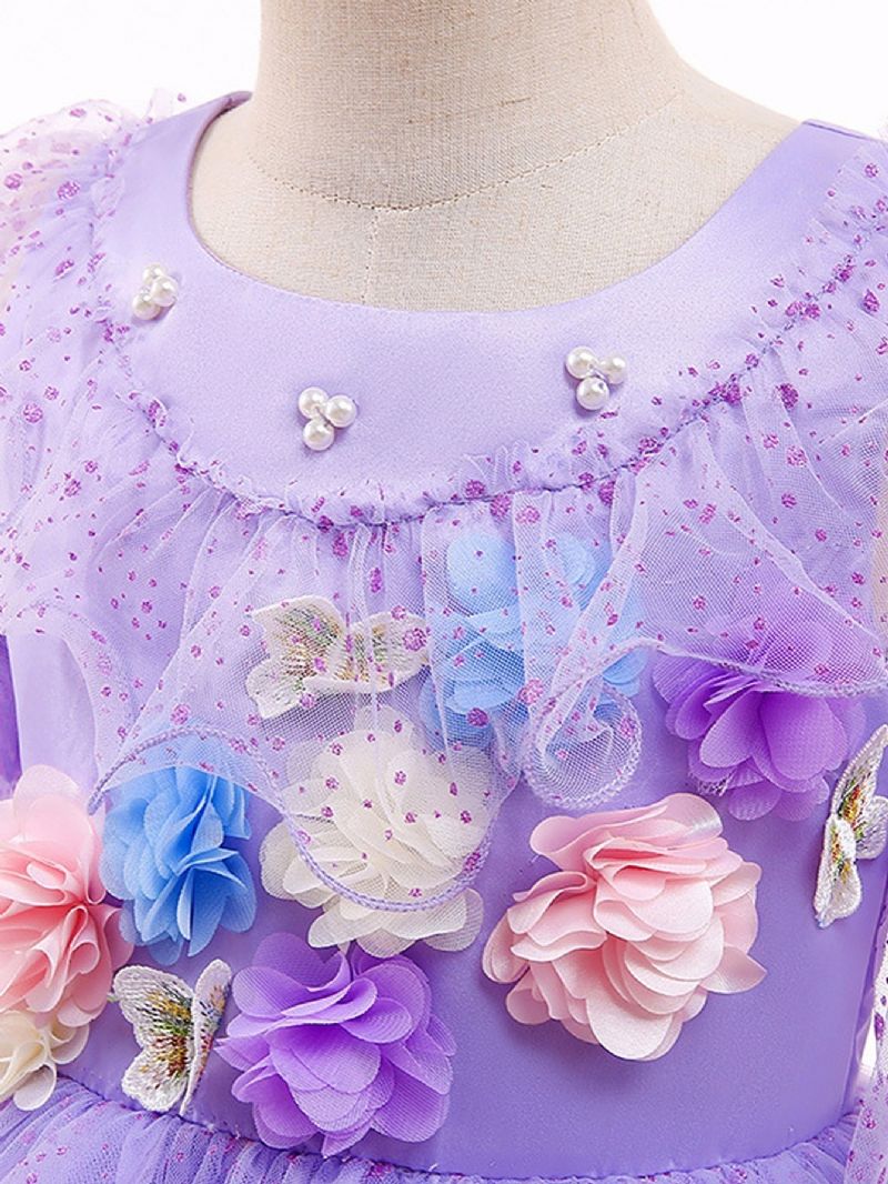 2stk Jenter Purple Flower Party Dress & Pannebånd