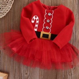 Baby Jenter Christmas Print Langermet Princess Dress