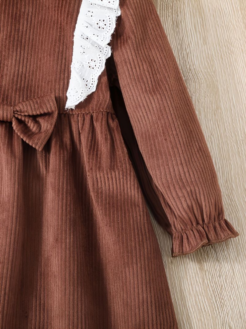 Baby Jenter Corduroy Dress Ruffle Bue Langermet Kjole Barneklær