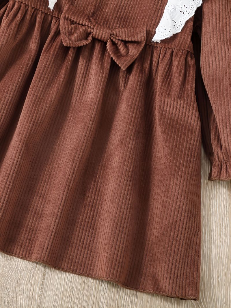 Baby Jenter Corduroy Dress Ruffle Bue Langermet Kjole Barneklær